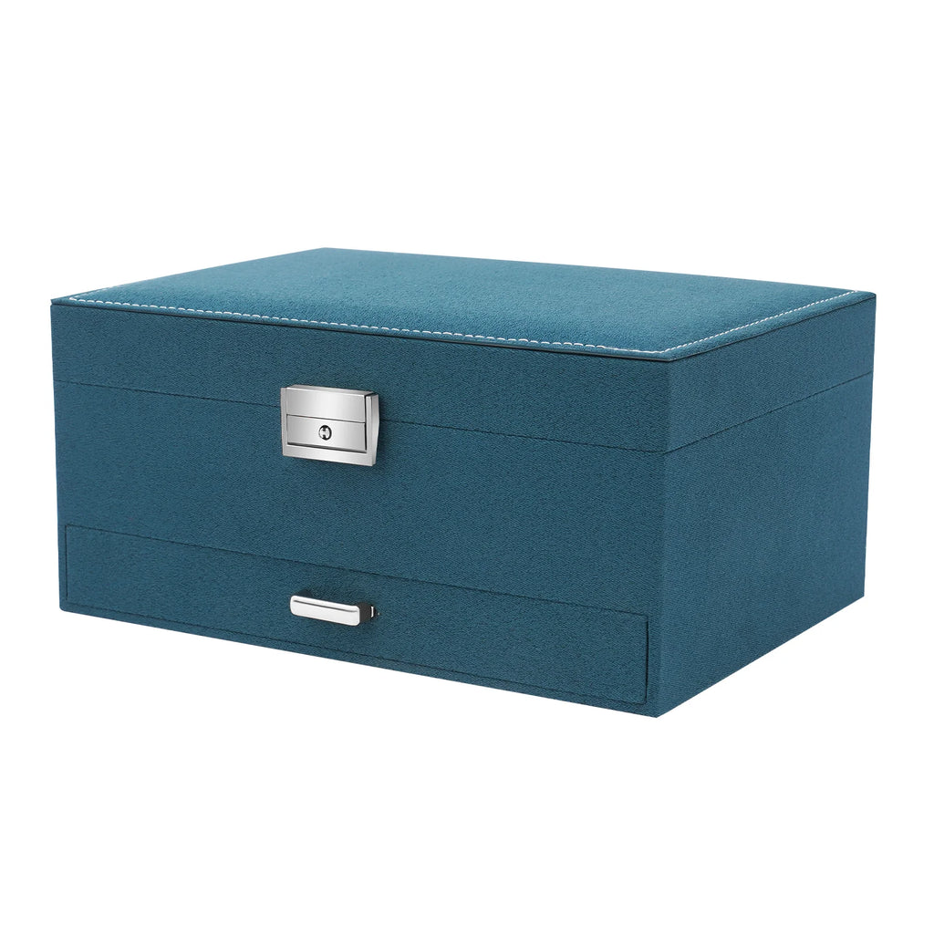 3-tier Jewelry Box Exquisite Storage Box, Flannel Jewelry Watches Display Case for Earrings, Necklaces, Bracelets 24x17x11c TAVEN System LLC