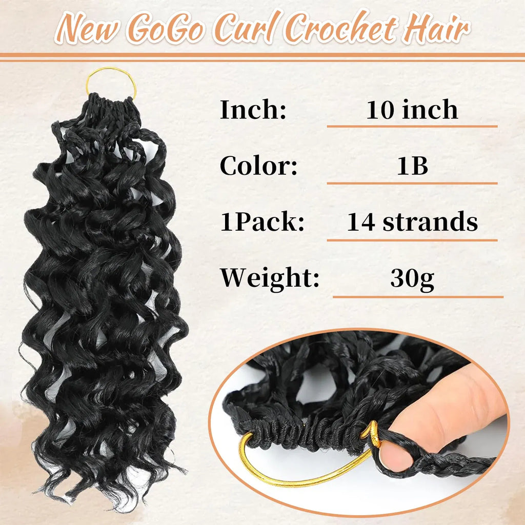 Color: GRAY, Stretched Length: 12inches, Bulk Buy: 3Pcs/Lot - Box Gogo Curl Crochet Hair for Black Women Pre looped Short Ocean Wave Crochet Hair Water Wave Beach Curl Crochet Braiding Hair Taven