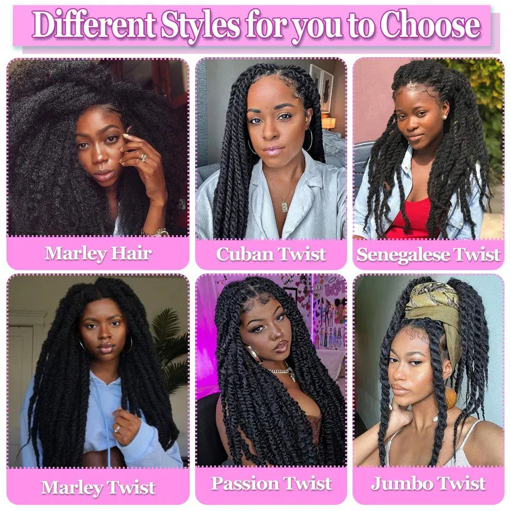 Color: T1B/30, Stretched Length: 18inches, Bulk Buy: 3Pcs/Lot - 18 Inch Synthetic Marley  Twist Braiding Hair Afro Kinky Curly Crochet Hair for Faux Locs Long Springy Twist Hair Extensions Taven