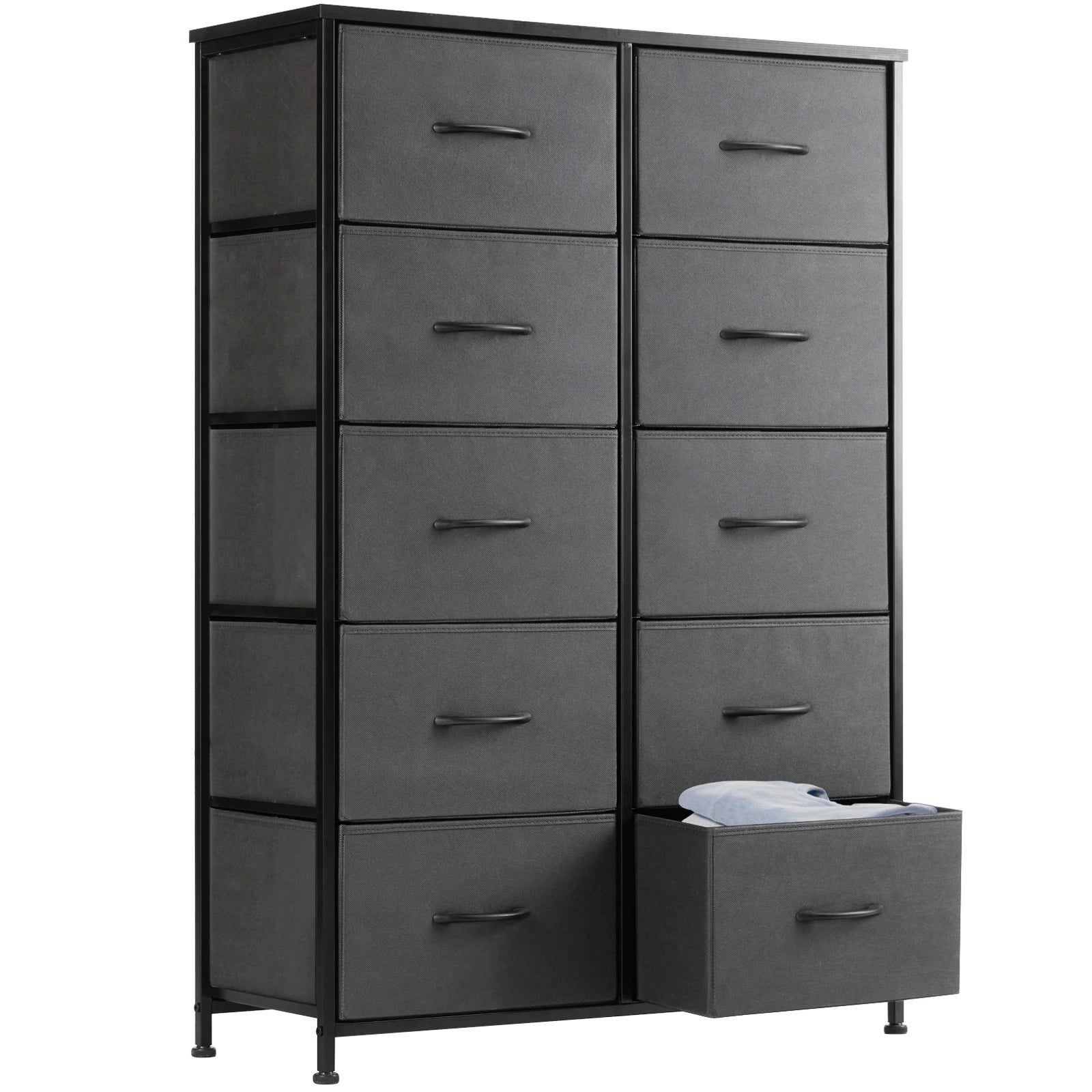 JHK 10 Drawer Fabric Dresser Storage Cabinet with Steel Frame TAVEN System LLC