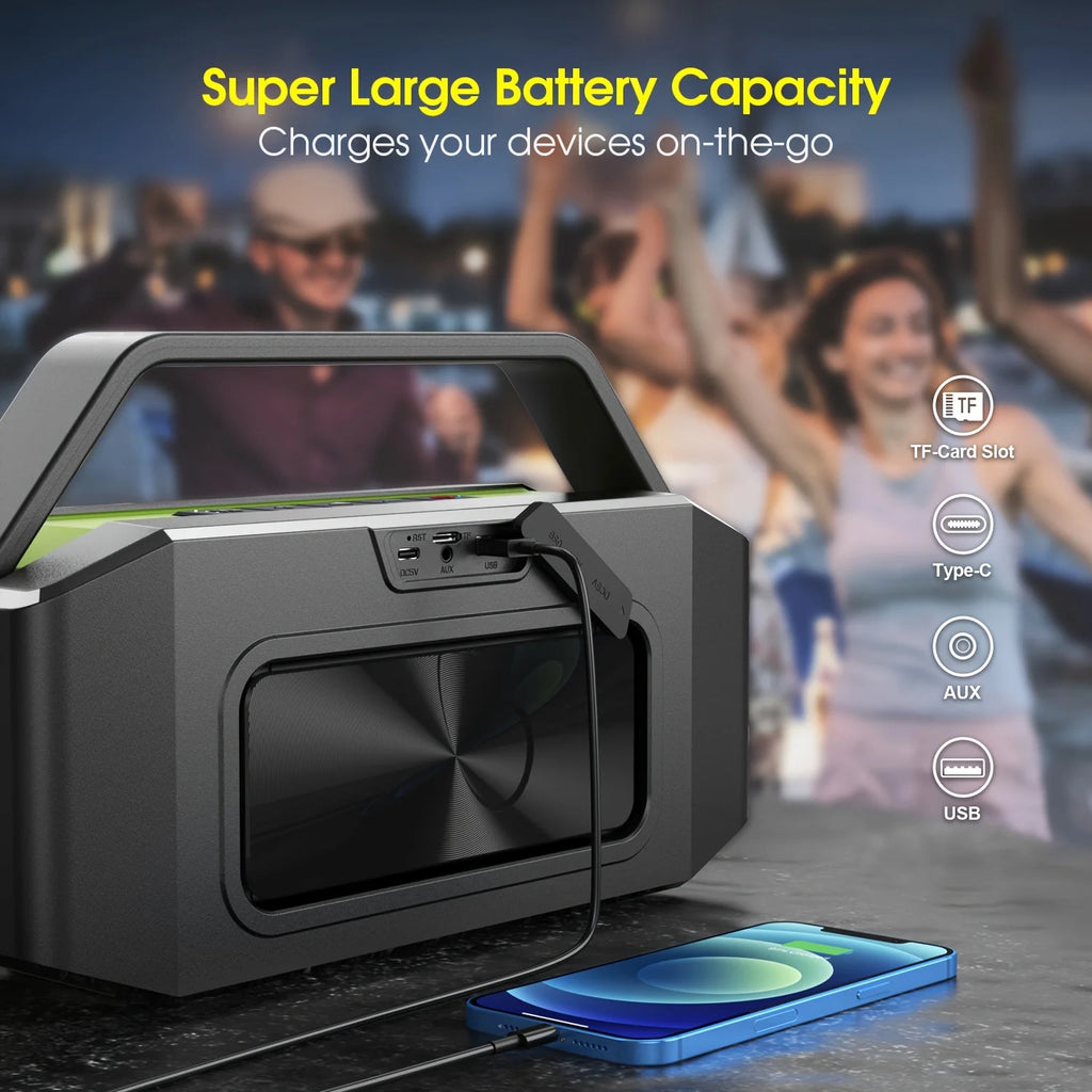 W-KING D9-1 Green Bluetooth Speaker, 100W Peak 60W HD IPX6 Portable Speaker Wireless Loud Waterproof Outdoor Party Large Boombox 2 Subwoofer/Ex-Large Passive Radiator-All Round Deep Bass/40H/PowerBank/TF/AUX/EQ TAVEN System LLC