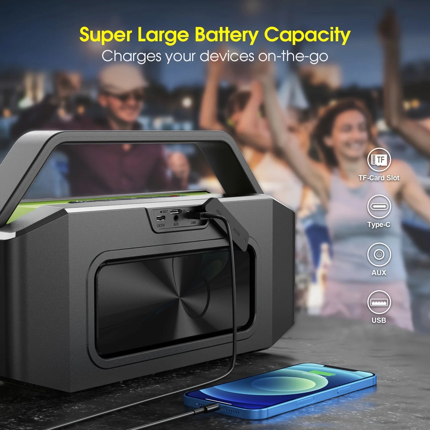 W-KING D9-1 Green Bluetooth Speaker, 100W Peak 60W HD IPX6 Portable Speaker Wireless Loud Waterproof Outdoor Party Large Boombox 2 Subwoofer/Ex-Large Passive Radiator-All Round Deep Bass/40H/PowerBank/TF/AUX/EQ TAVEN System LLC