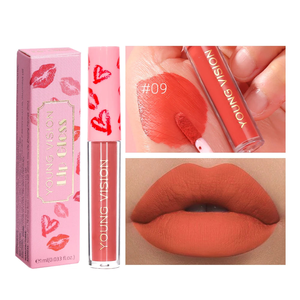 12 Color Matte Velvet Liquid Lip Gloss Long Lasting Non-Stick Cup Waterproof Intense Color Showing Lip Mud