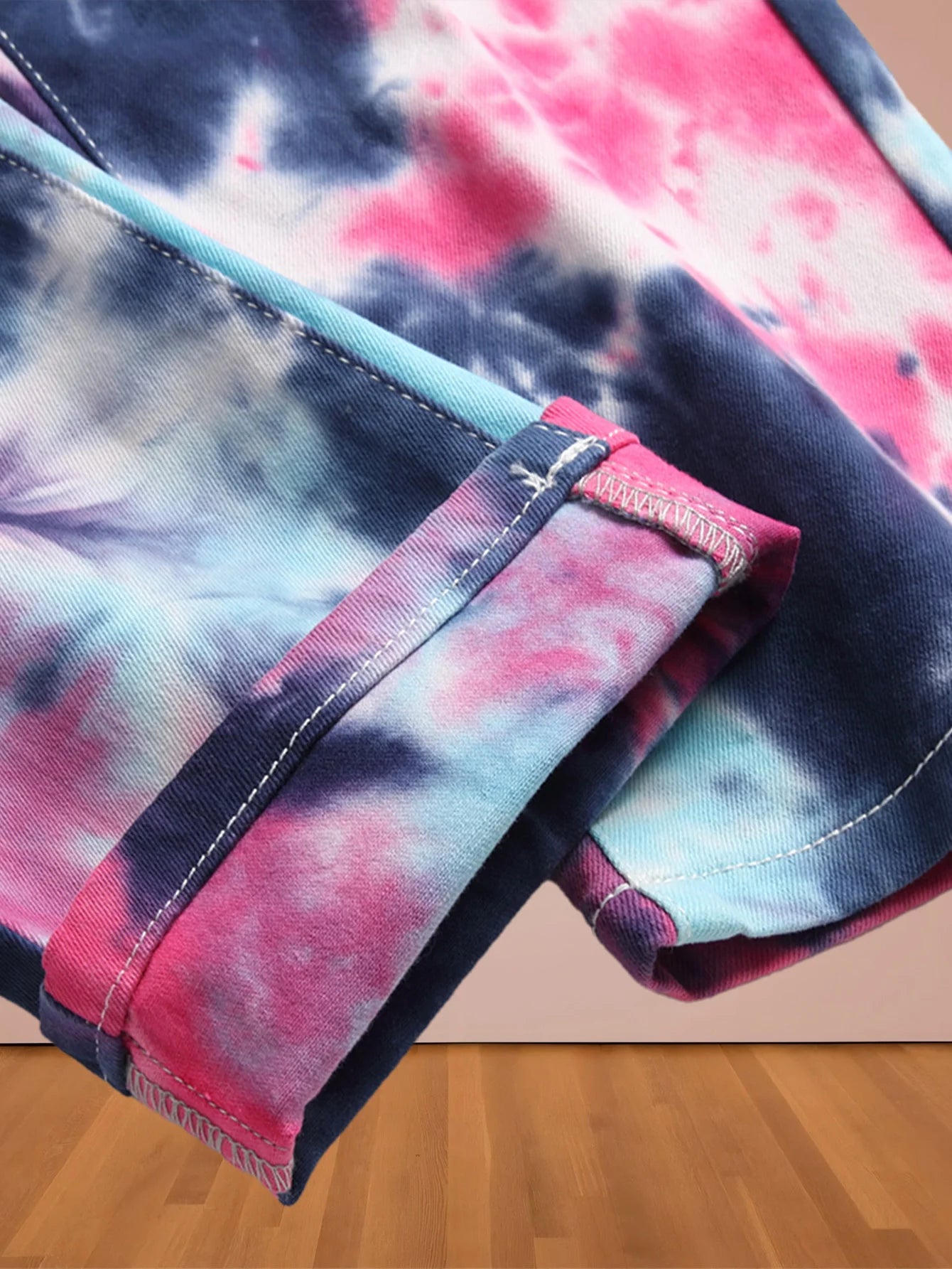 Europe and America wind new men's high street jeans tie-dyed red and blue contrast elastic street motorcycle youth fashion casua TAVEN System LLC