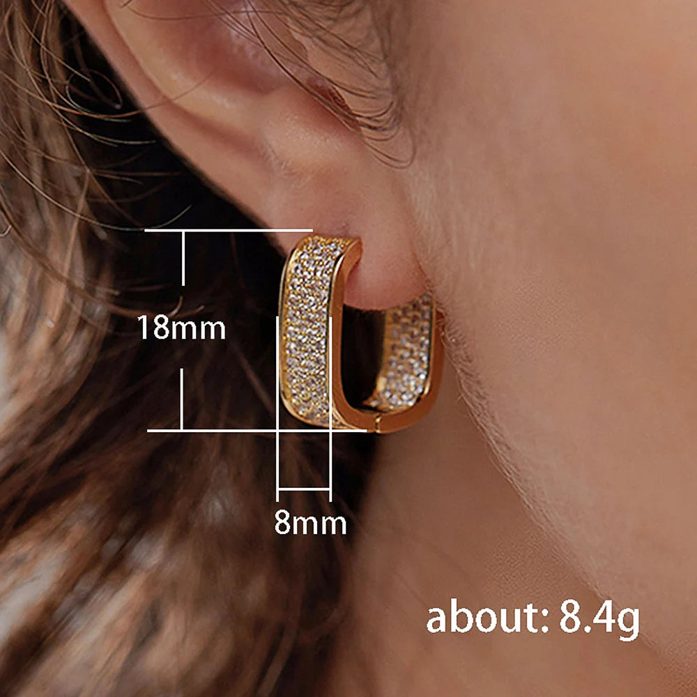 Huitan Korean Fashion Paved CZ Hoop Earrings for Women Metal Silver Color/Gold Color Simple Versatile Earrings Hot Jewelry TAVEN System LLC