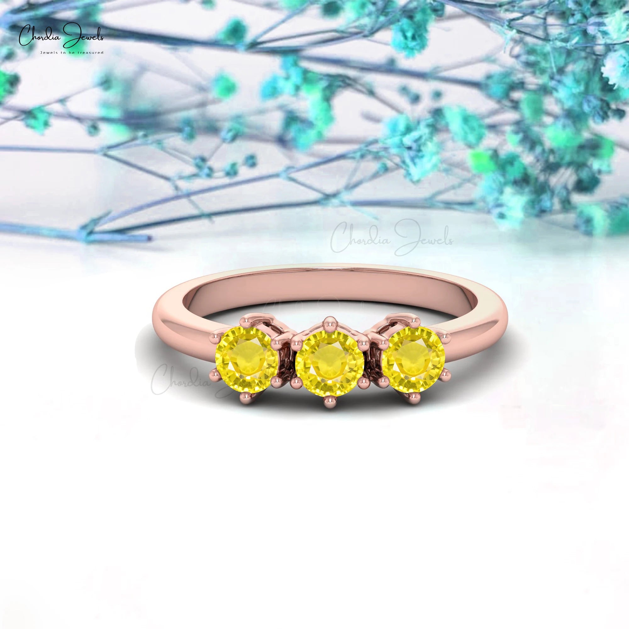 Trending Products to Sell Natural 0.75 Ct Prong Set Yellow Sapphire Gemstone Ring in 14k Fine Rose Gold Engagement Band Bulk Lot TAVEN System LLC