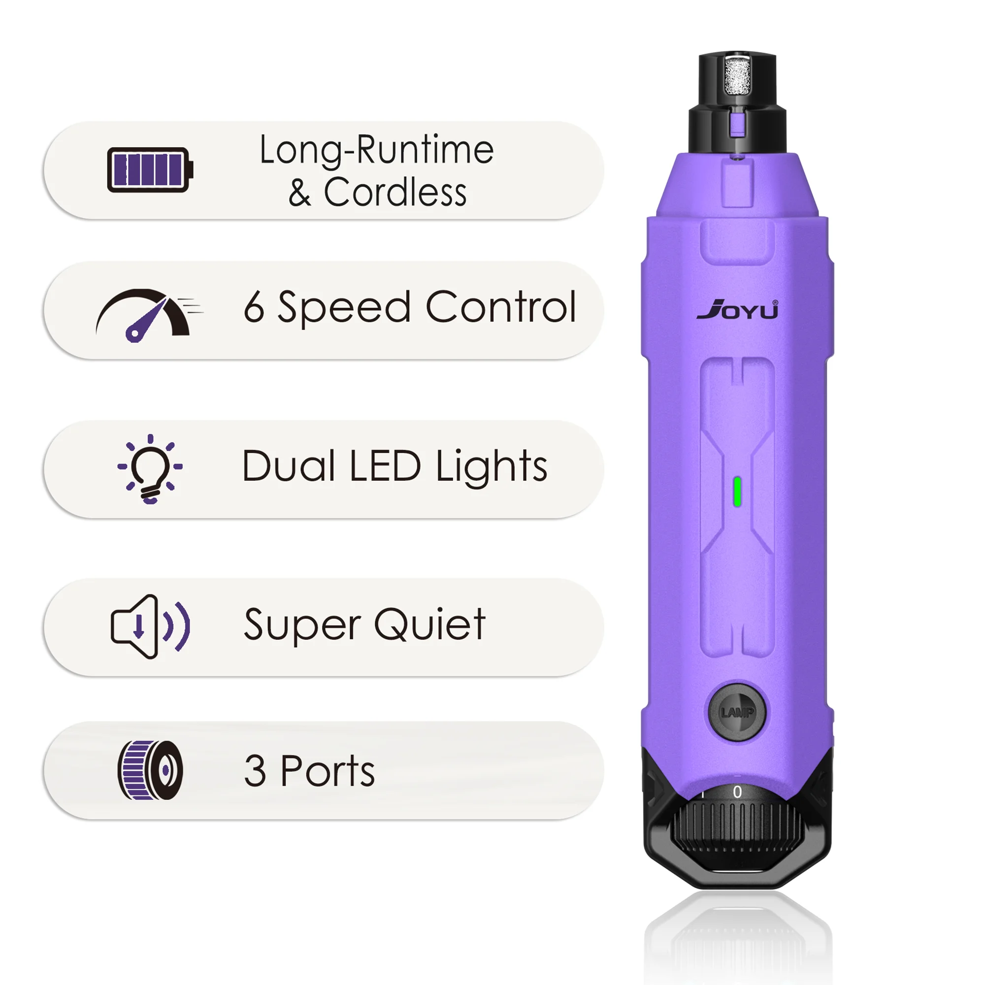 6-Speed Dog Nail Grinder  Enhanced Pet Nail Grinder Super Quiet Rechargeable Electric Dog Nail Trimmer Painless paws grooming TAVEN System LLC