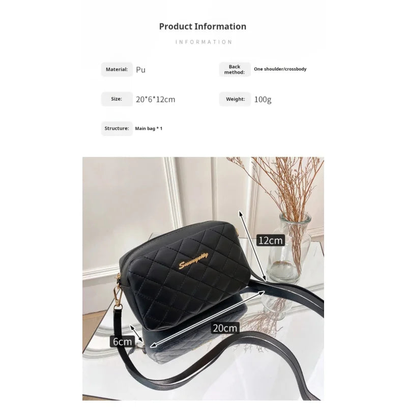 2026 tassel women's small crossbody bag trend diamond grid embroidery camera women's shoulder bag fashion chain crossbody bag TAVEN System LLC