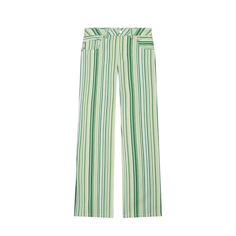 MUJER Striped Women's Jeans Pants Low Rise Baggy Pants Jeans Women Fashion Summer Denim Trousers Women Wide Leg Pants for Women TAVEN System LLC