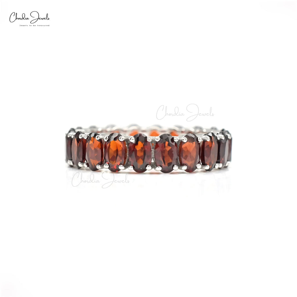 Trending Products 5x3mm Mozambique Garnet Eternity Band IGI Certified Ring 14k Fine White Gold Wedding Stacking Jewelry US-7 TAVEN System LLC