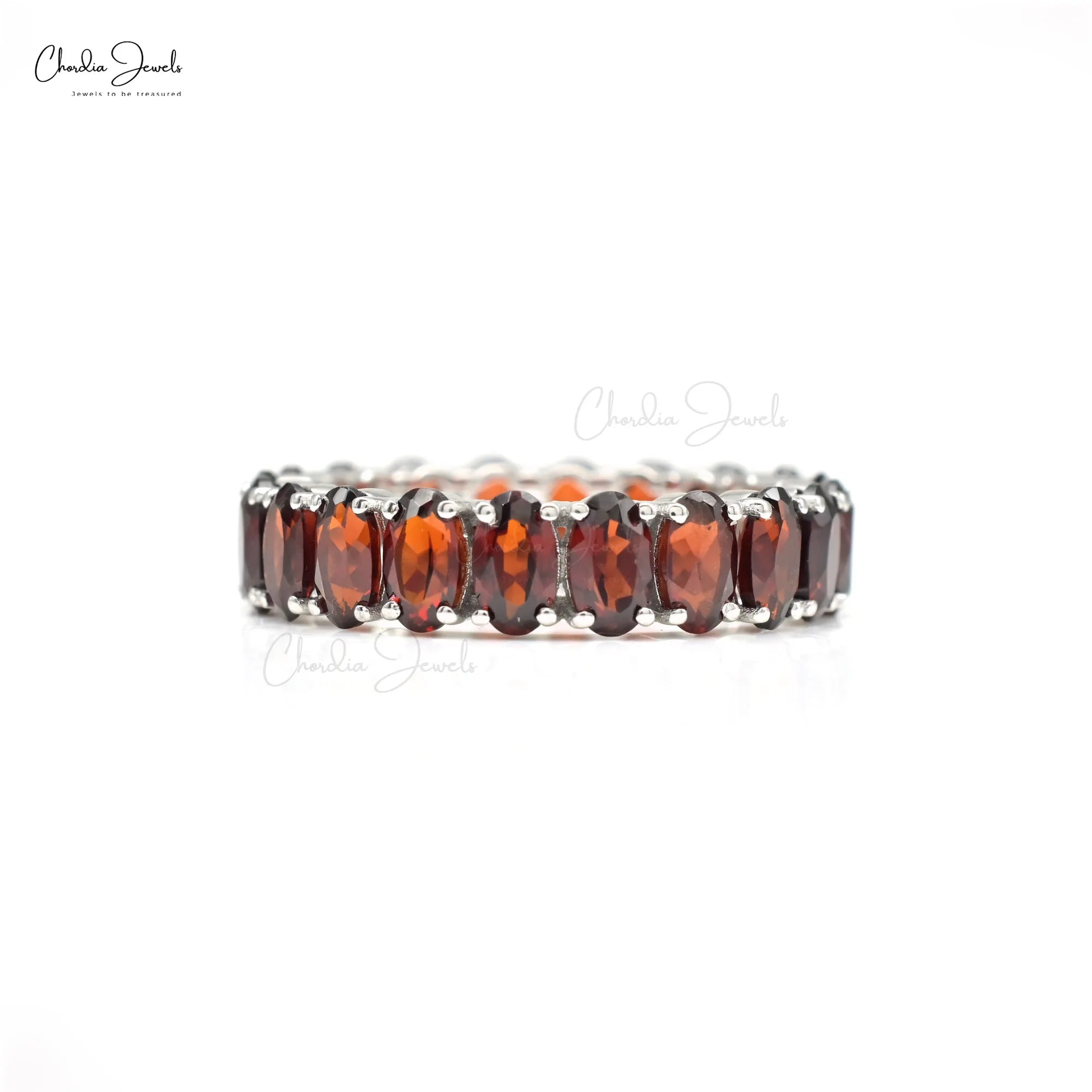 Trending Products 5x3mm Mozambique Garnet Eternity Band IGI Certified Ring 14k Fine White Gold Wedding Stacking Jewelry US-7 TAVEN System LLC