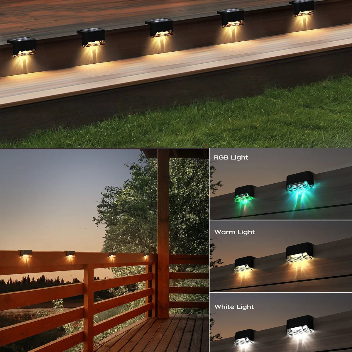 Waterproof solar LED deck step lights for outdoor stairs 4 pack