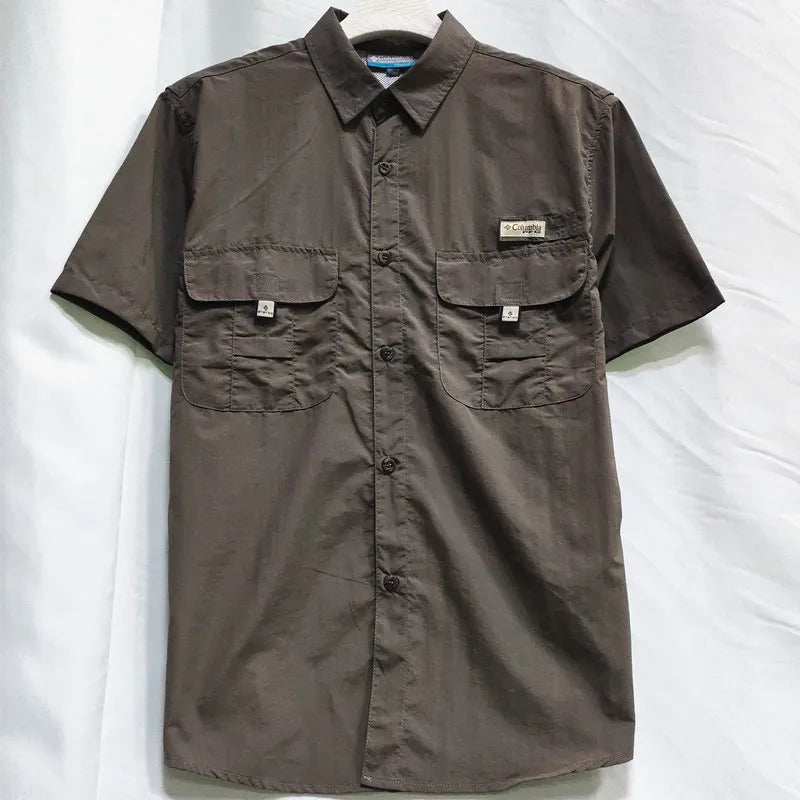 Men Short Sleeve Cargo Nylon Fishing Work Casual Shirt TAVEN System LLC