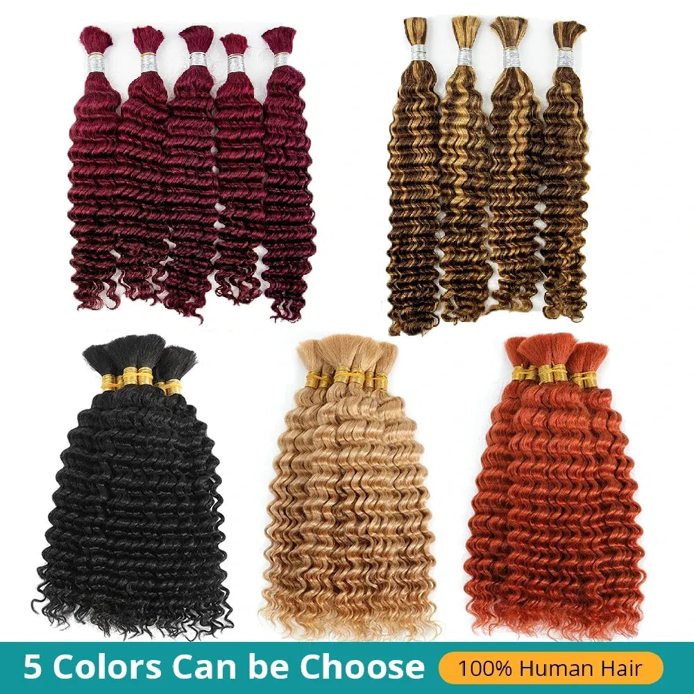Color: NC/4HL, Material Grade: virgin hair, Longest Hair Proportion: 30%-55%, Stretched Length: 24inches, Bulk Buy: 6pcs/lot - NABI Deep Wave Boho Braiding Hair Bulk 16inches  No Weft  Human Hair Extension Curly Hair Bundles for Boho Braids Taven