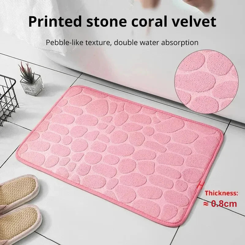 Embossed Microfiber Pebble Floor Mat Anti Slip Bathroom Carpet TAVEN System LLC