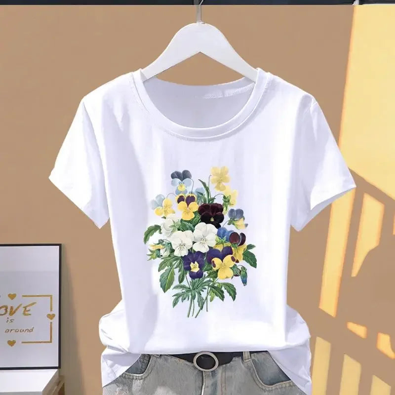 Women Print Floral Sports Fashion Casual Explosive Short Sleeve T-shirt Graphic Tshirts  Women Clothes  Oversized T Shirt - TAVEN System LLC