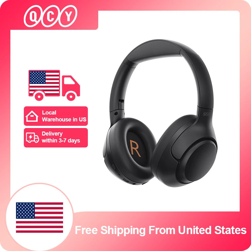 QCY H3 ANC Wireless Headphones 43dB Active Noise Cancellation Headset Wired/Wireless Bluetooth 5.4 Hi-Res Audio Earphones 60Hrs TAVEN System LLC