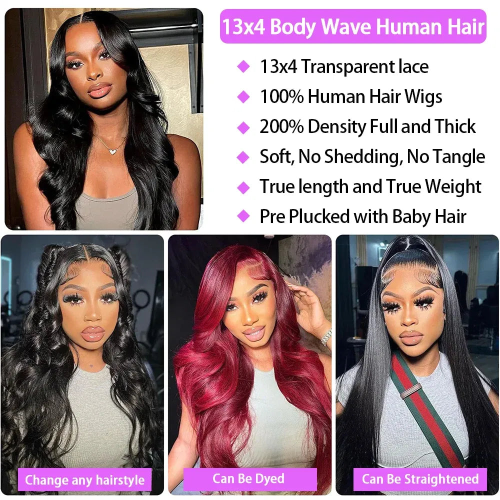 Color: #2, Ships From: CHINA, Stretched Length: 34inches, Density: 200% - Body Wave 13x6 Lace Front Wigs Human Hair 200 Density Brazilian Remy Human Hair Wigs 13x4 Transparent Lace For Women 30 32 Inch Taven