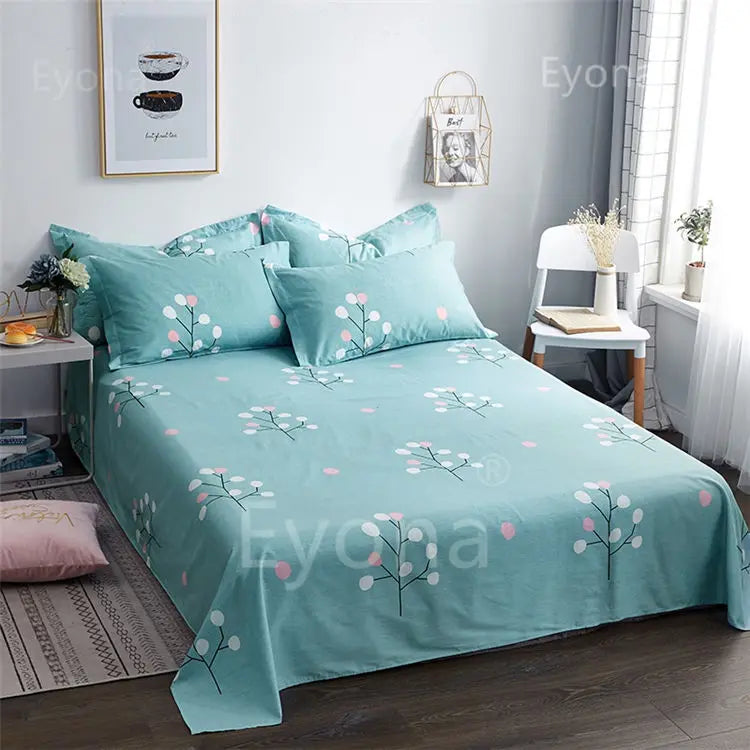 Queen Size Bed Sheet Single Soft Brushed Cotton Bedding Rustic Design All Seasons Breathable 1.6m Double Bed Sheet TAVEN System LLC