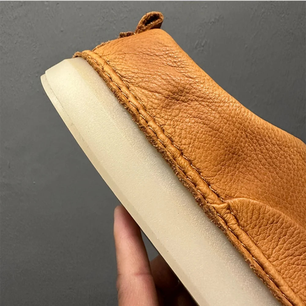 QHCCID Male Low Top Soft Cowhide Casual Shoes Shallow Breathable Summer Footwear TAVEN System LLC