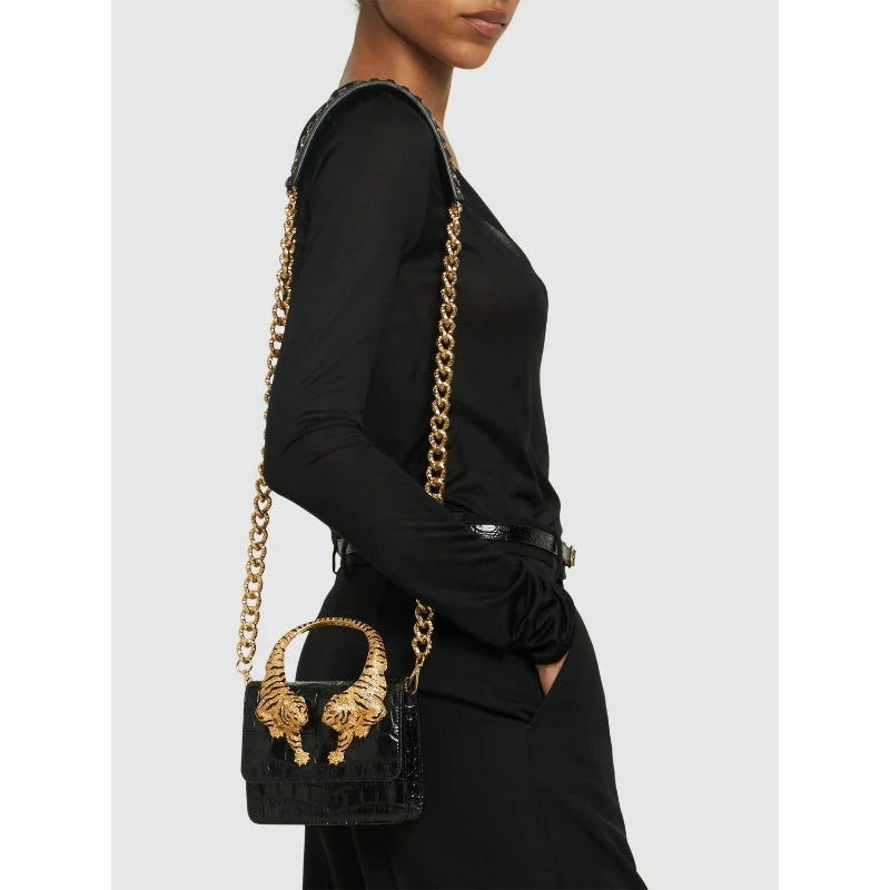 Croc Embossed Women Leather Handbag Tiger Crystal Shoulder Bag TAVEN System LLC
