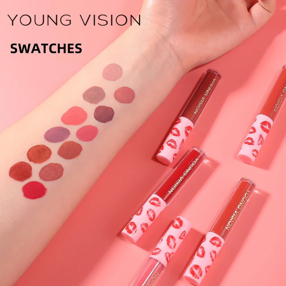 12 Color Matte Velvet Liquid Lip Gloss Long Lasting Non-Stick Cup Waterproof Intense Color Showing Lip Mud