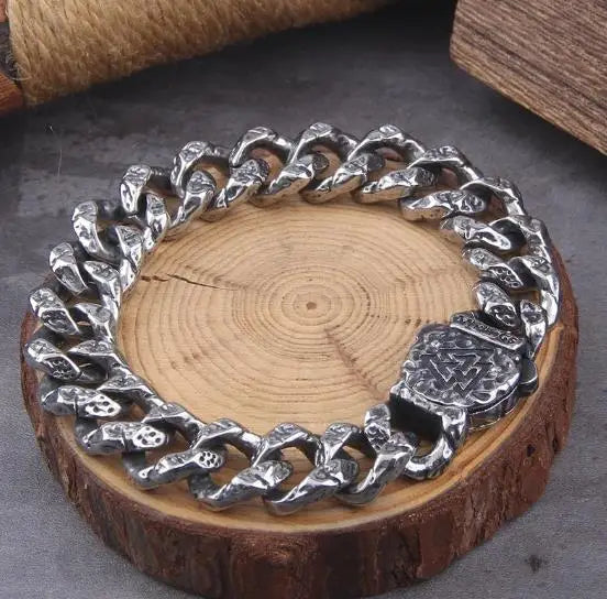Never Fade Stainless Steel Vikings Bracelets For Men Blank Color Punk Curb Cuban Link Chain Bracelets with gift wooden box TAVEN System LLC