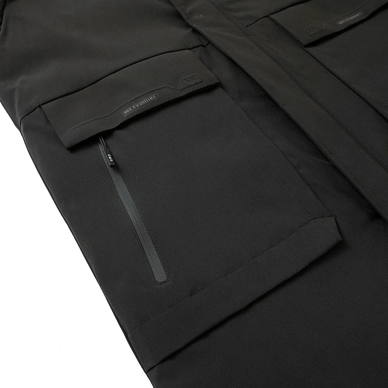 Men Windbreaker Parka Jacket Warm Hoodless Winter Overcoat Streetwear