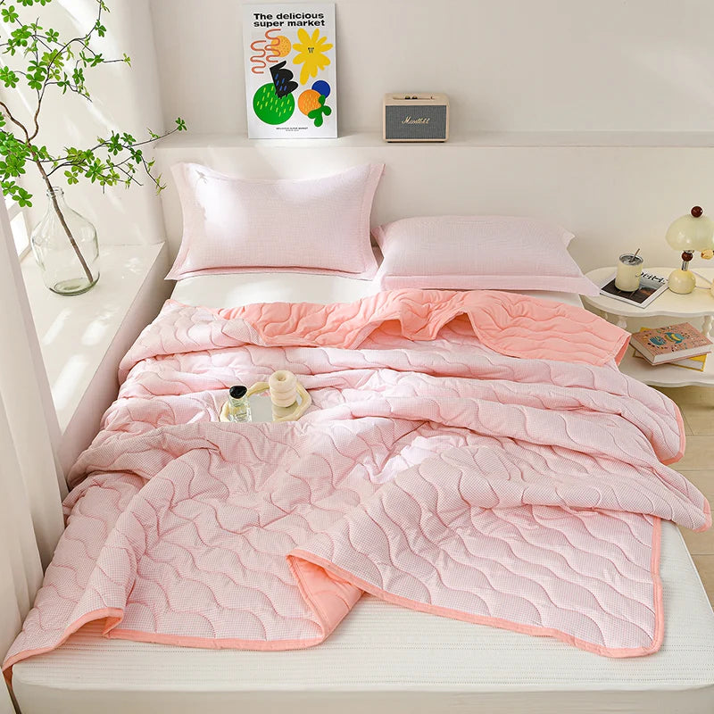 Breathable Quilted Summer Blanket Cooling Skin-friendly Comforter Soft Lightweight Quilt Well-vetilated Single Double  Duvet Set TAVEN System LLC