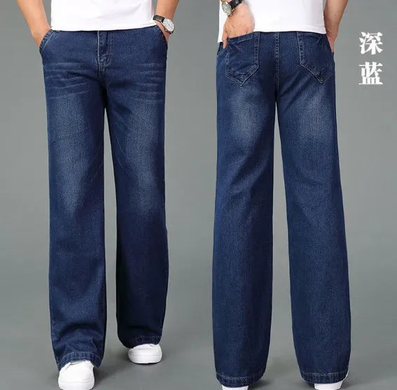 Men Flared Boot Cut Jeans Loose Wide Leg Denim Pants