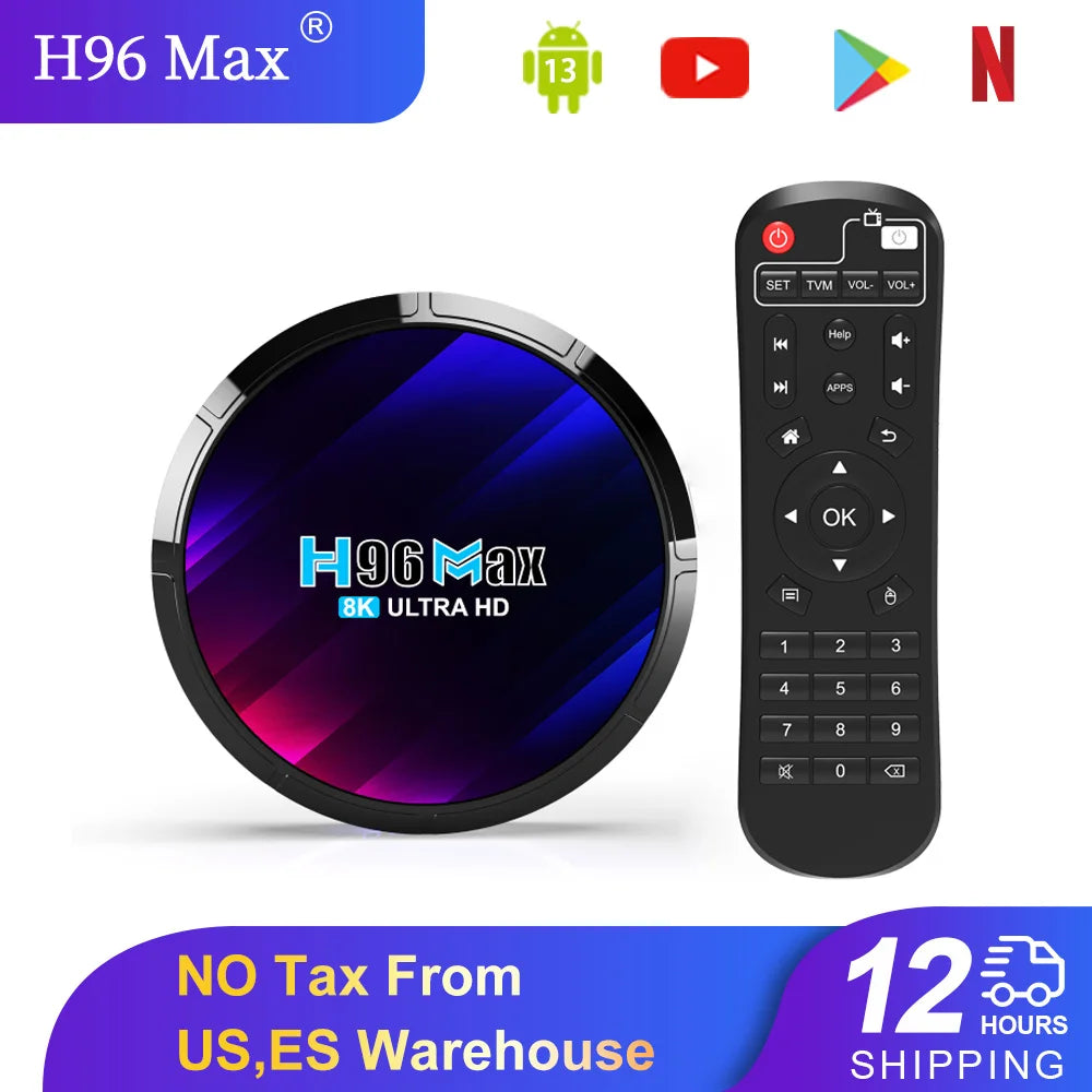 Android 13 Smart TV Box H96 Max RK3528 Quad-core WIFI6 BT 5.0 8k UHD Output 100M/LAN Smart Set Top Box Streaming Media Player TAVEN System LLC