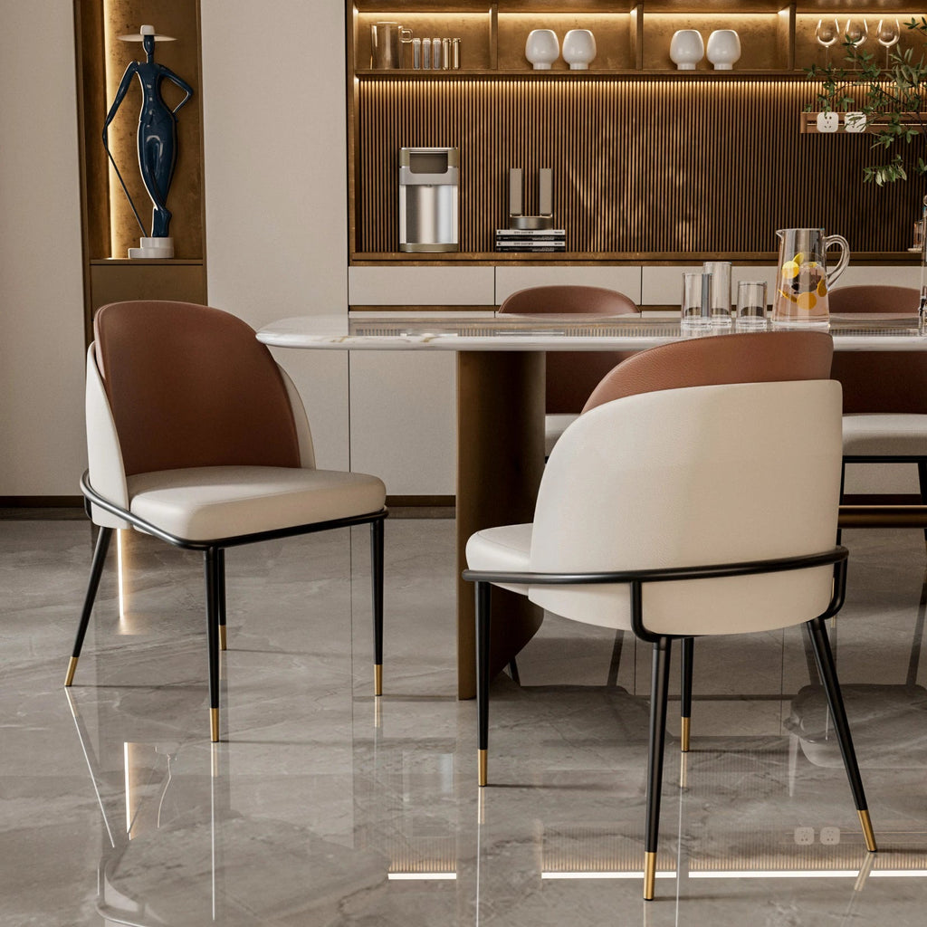 Modern Faux Leather Dining Chairs Set of 2 with Wood Backrest TAVEN System LLC