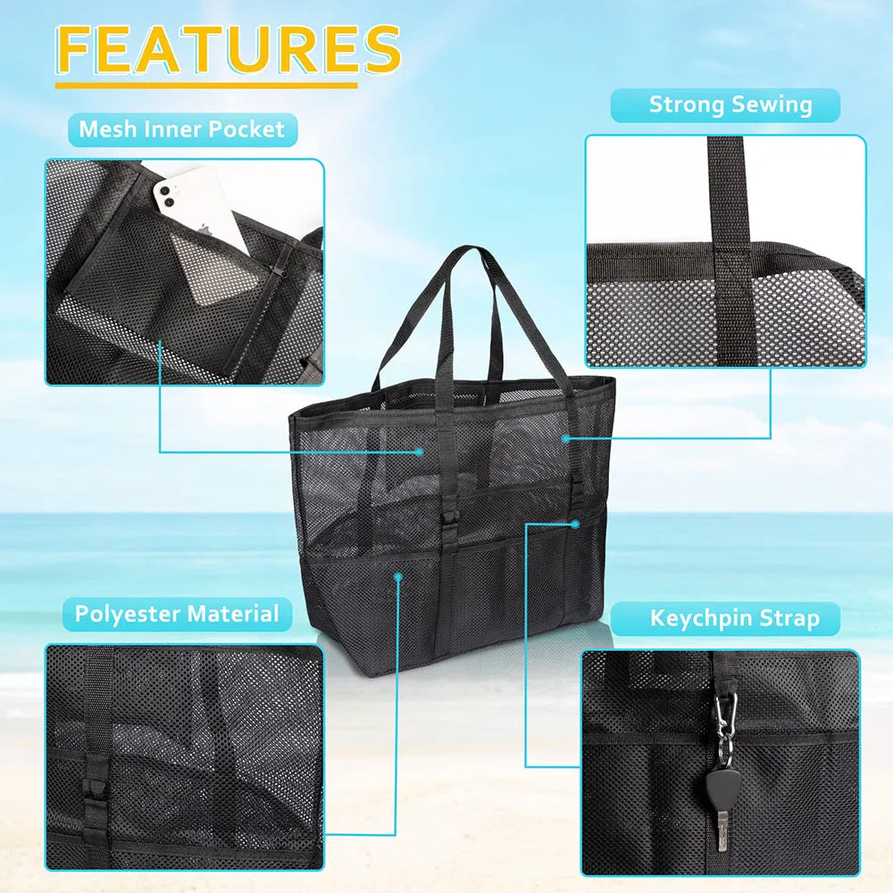 Large Mesh Beach Bag Waterproof Sandproof Travel Tote Bag TAVEN System LLC
