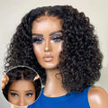 Hair Color: #1B, Ships From: CHINA, Stretched Length: 8inches, Density: 150% - Water Wave Bob Wig Glueless Preplucked Human Wigs Ready To Go 13x4 Frontal Brazilian Wigs HD Transparent Lace Wig Deep Curls Taven