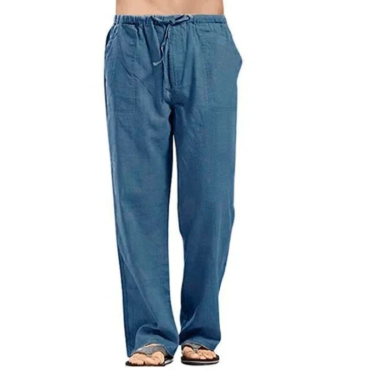 Men's Cotton Linen Pants Elastic Waist Casual Summer Trousers TAVEN System LLC