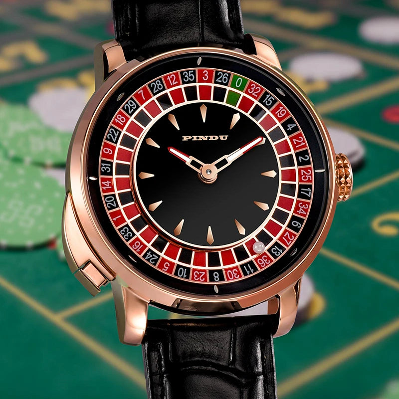 Men’s Automatic Skeleton NH35 Sapphire Leather Watch TAVEN System LLC