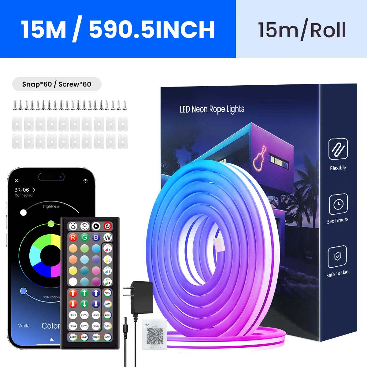 Neon LED Rope Lights,  LED Lights For Bedroom Flexible LED Light Strip With Remote And APP Control RGB Lighting Strip TAVEN System LLC