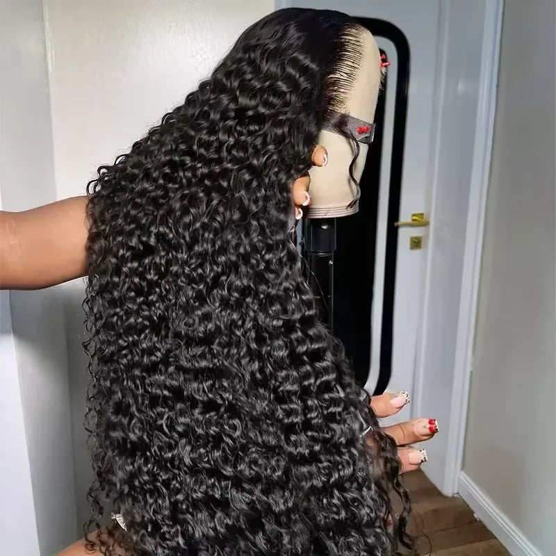 Deep wave human hair lace front wig