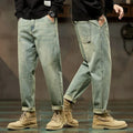 Men Loose Harem Denim Pants Retro Straight Fit Casual Jeans TAVEN System LLC