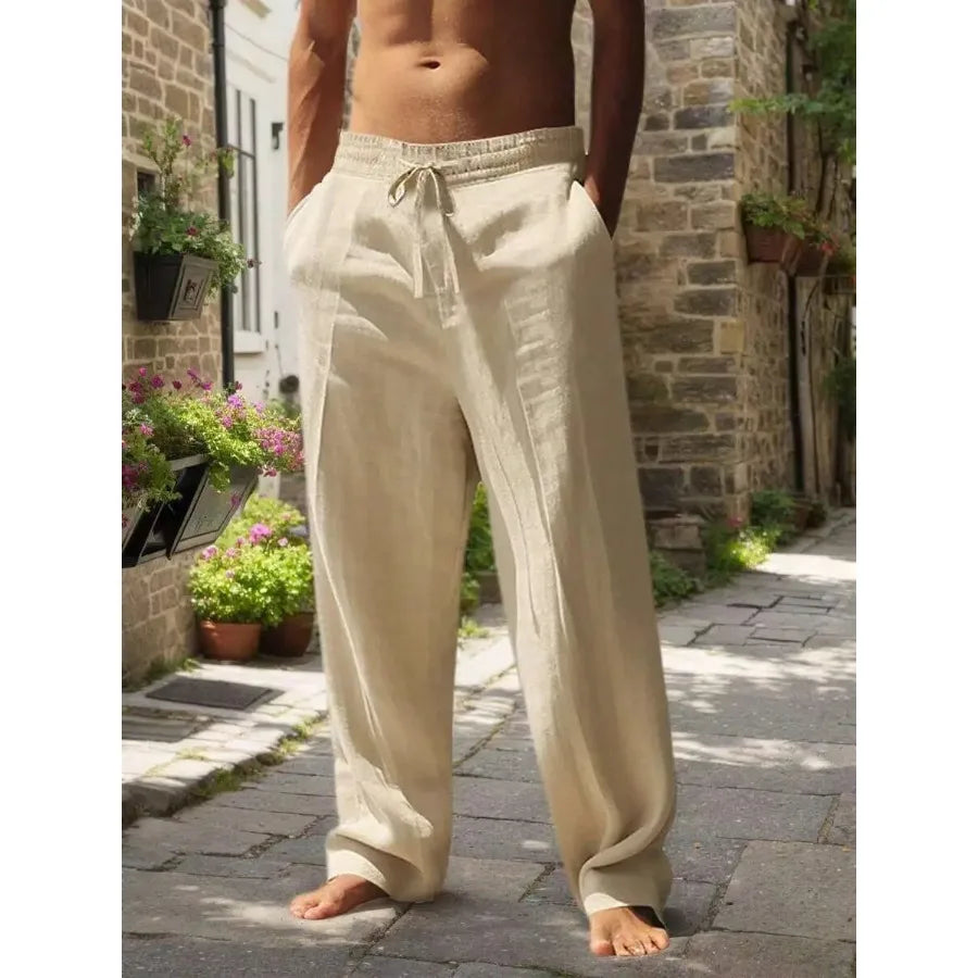 Men's Linen Wide Leg Casual Pants Are Loose Fitting, Breathable And Comfortable, Suitable For All Seasons And Versatile TAVEN System LLC