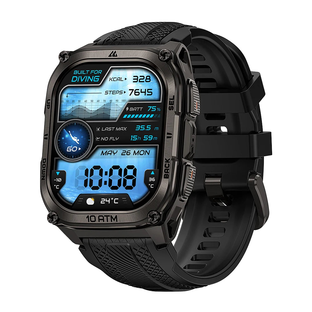 KOSPET Tank M4 Smart Watch Stainless Steel 6-Sat GPS Offline Maps 10ATM Waterproof 45M Dive 24/7 Health Monitor for Android iOS TAVEN System LLC