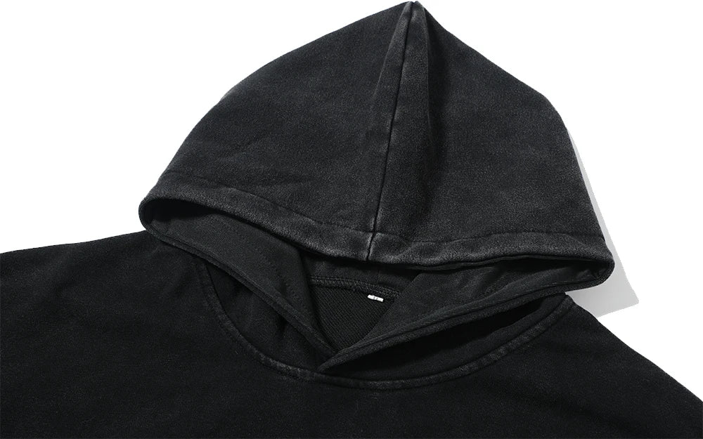 Men Vintage Psalm 91:11 Cotton Hoodie Washed Hip Hop Sweatshirt