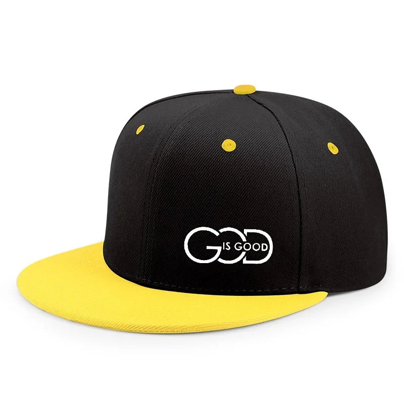 God Is Good Snapback Cap Black Flat Brim Adjustable Baseball Hat
