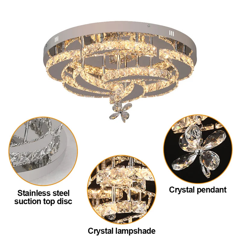 Crystal Ceiling Lamp Led Chandelier Modern Penadant Lighting Fixture For Living Dining Room Bedroom Decorate Lustre RC Dimmable TAVEN System LLC
