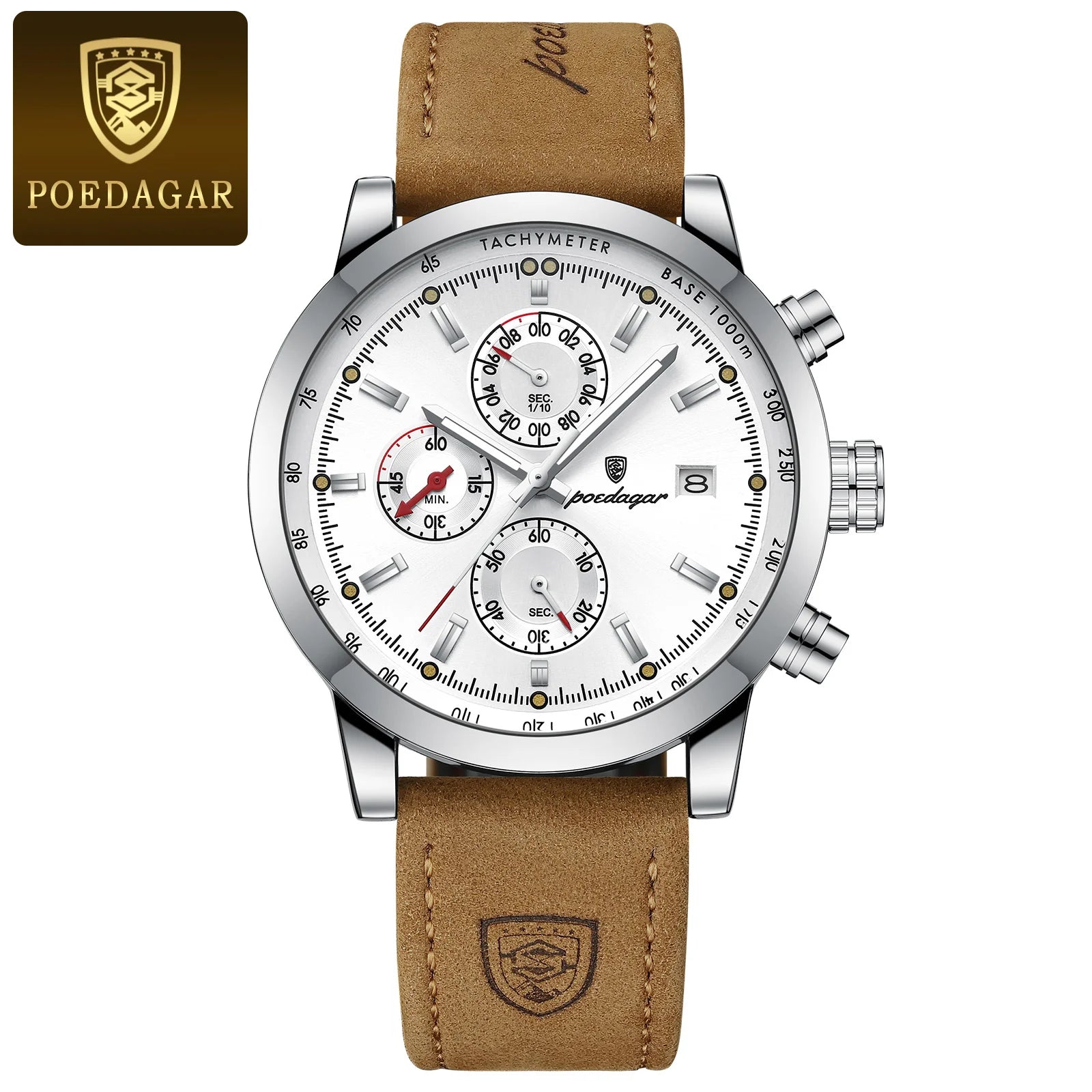 POEDAGAR Luxury Trendy Man Watch Date Waterproof Luminous Chronograph Men Watch Sports Male Stylish Leather Men's Quartz Watches - TAVEN System LLC