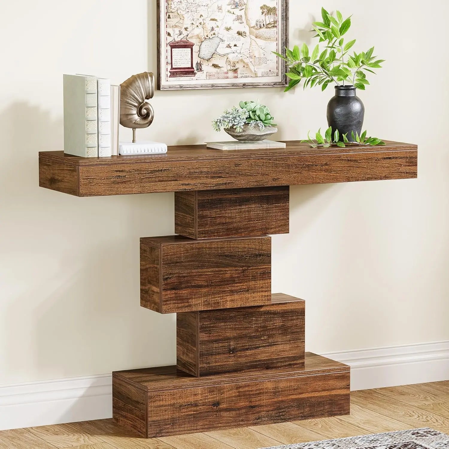 Tribesigns 42.5 Inch Farmhouse Console Table with Geometric Base TAVEN System LLC