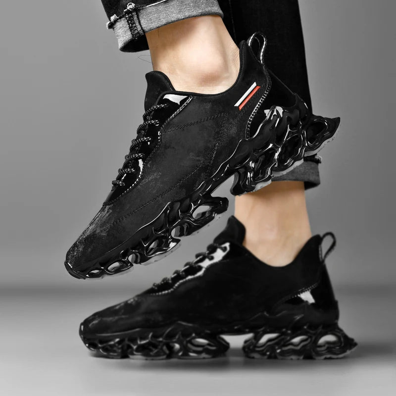 Men Leather Sneakers Lightweight Breathable Casual Running Shoes
