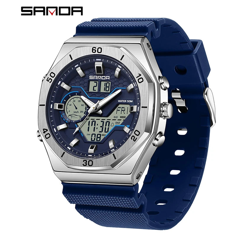 SANDA G Style Digital Men Watches Dual Display Three Time Waterproof Shock Sports Watch Military Countdown Male LED Quartz Clock - TAVEN System LLC