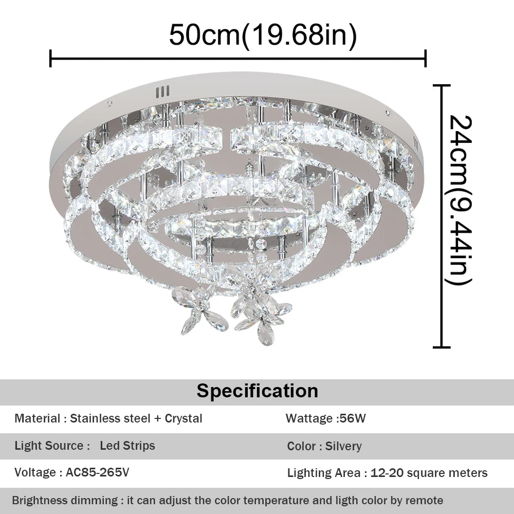 Crystal Ceiling Lamp Led Chandelier Modern Penadant Lighting Fixture For Living Dining Room Bedroom Decorate Lustre RC Dimmable TAVEN System LLC