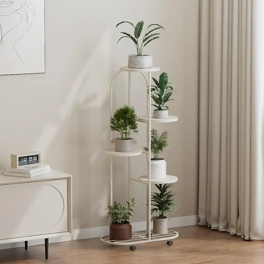 Metal plant stand with wheels for indoor outdoor plants